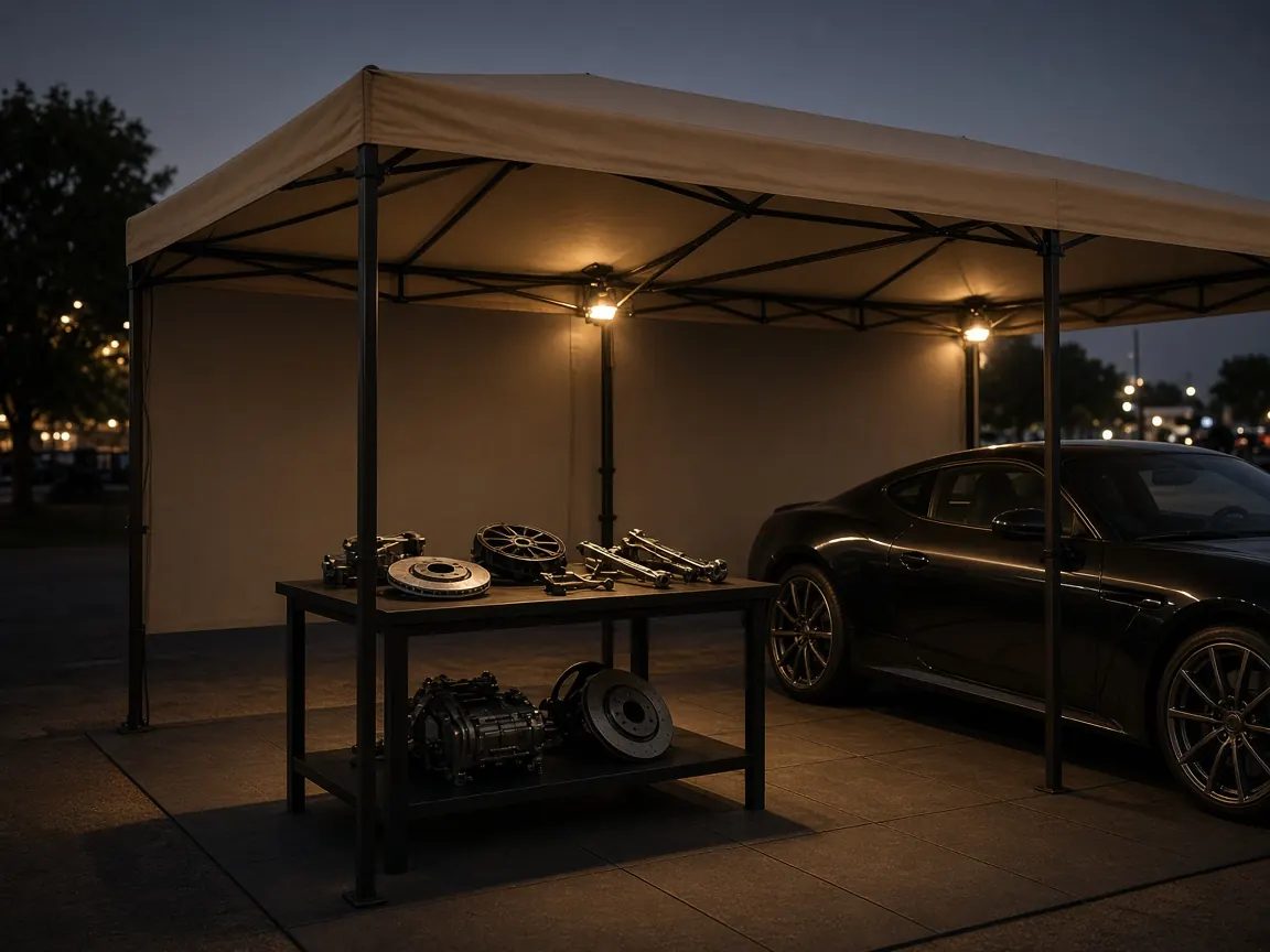 Unbranded exhibition stand at an automotive gathering. This is not a confirmed partner.